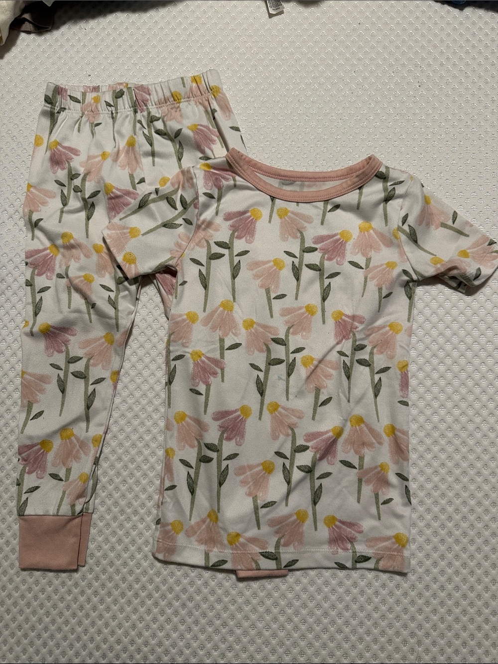 cloud island Pink & Yellow Floral Daisy Pajama Set